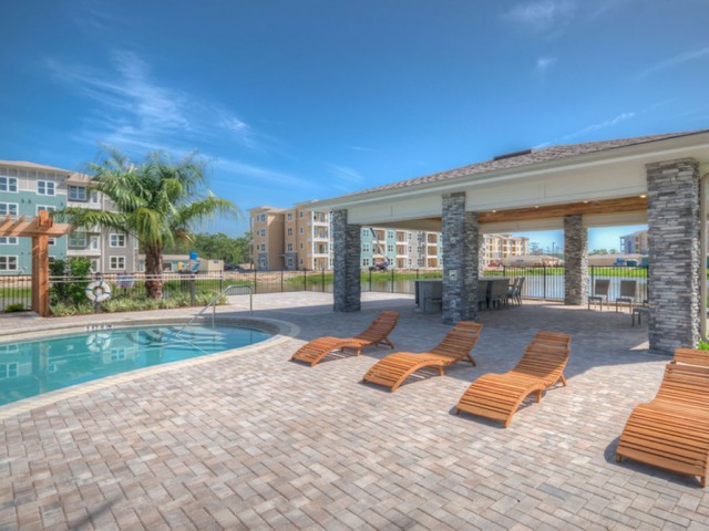 San Mateo Apartments Kissimmee Florida pool with outside pavilion and pergola