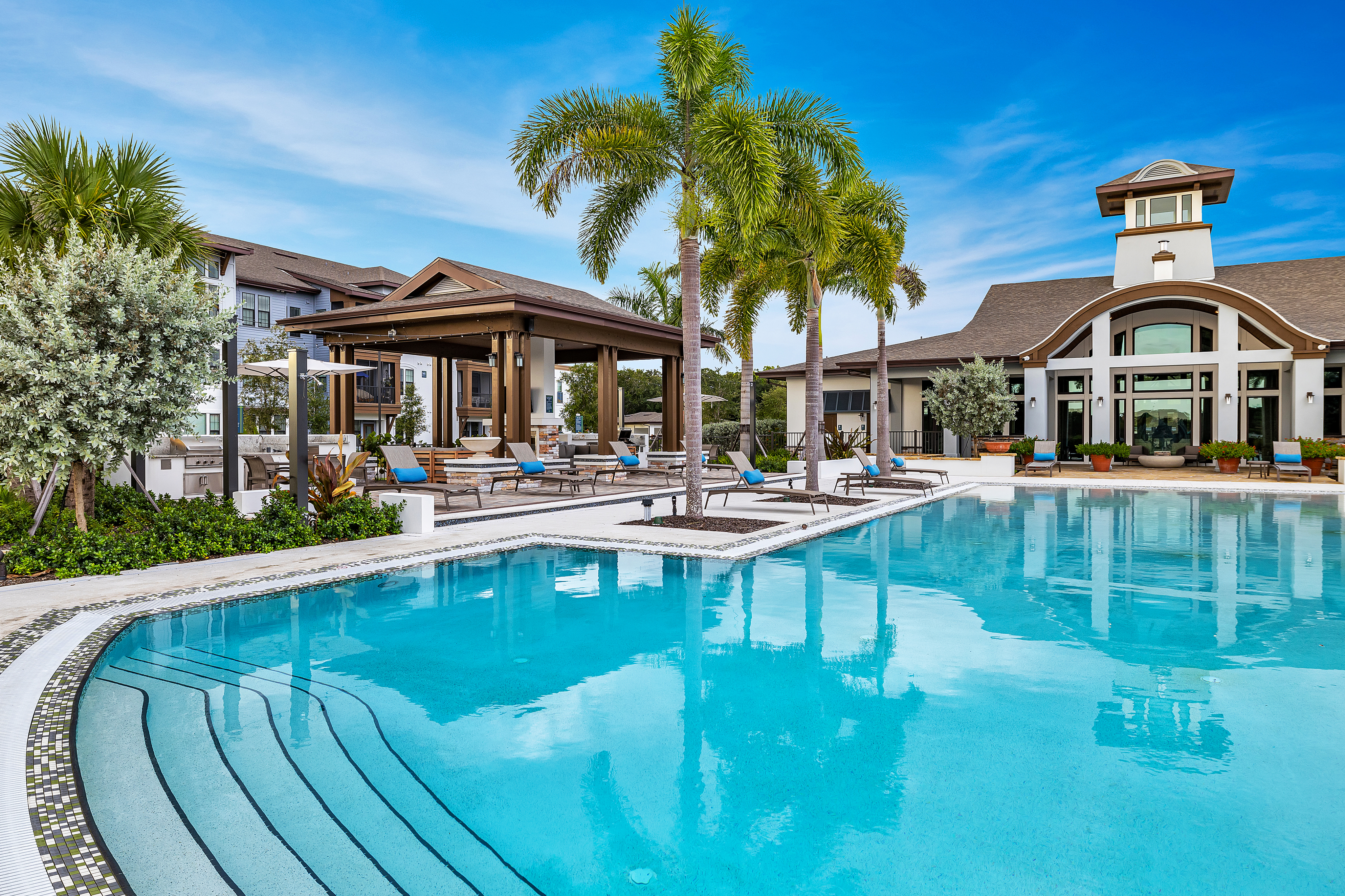 Ridgelake | Pool Overlooking Cabana Area and Clubhouse