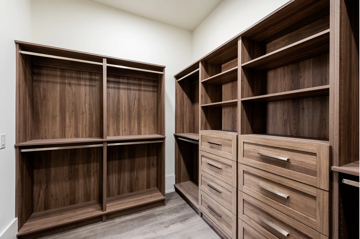 Large walk-in closets with built-in cedar shelving