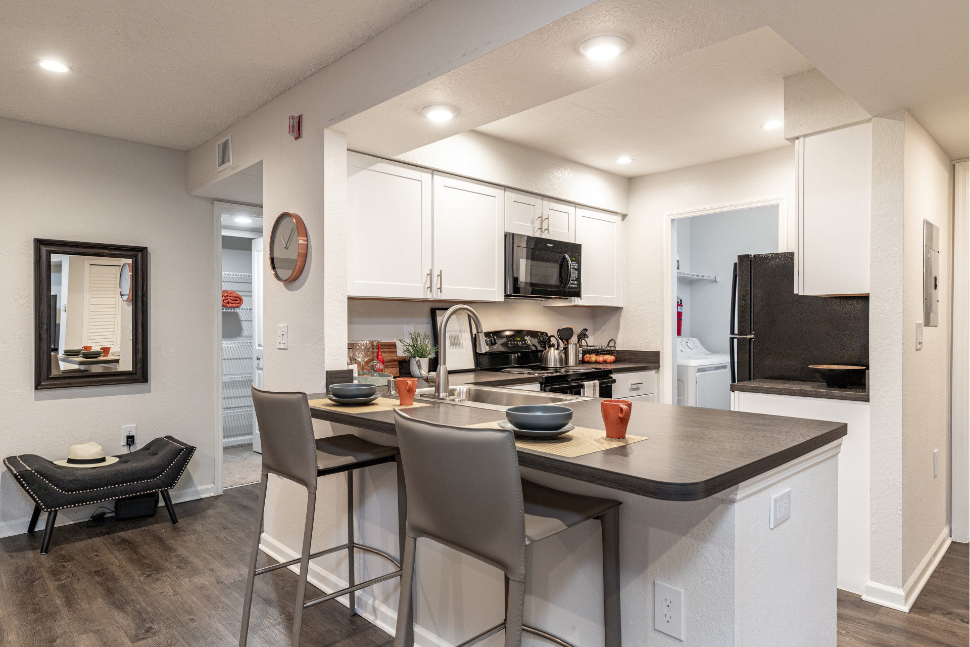 Mezzo of Tampa Palms Model Apartment Kitchen with Furnishings
