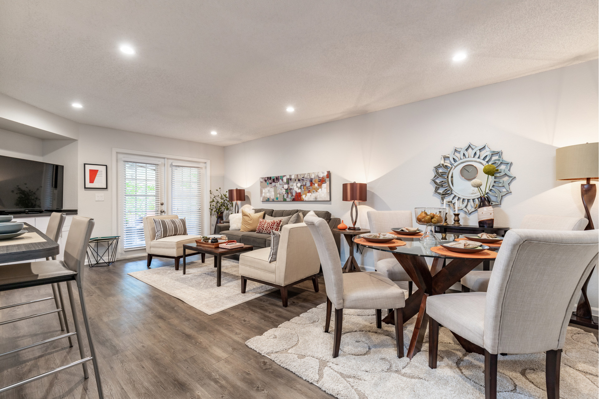 Mezzo of Tampa Palms Model Apartment Living Room with Furnishings