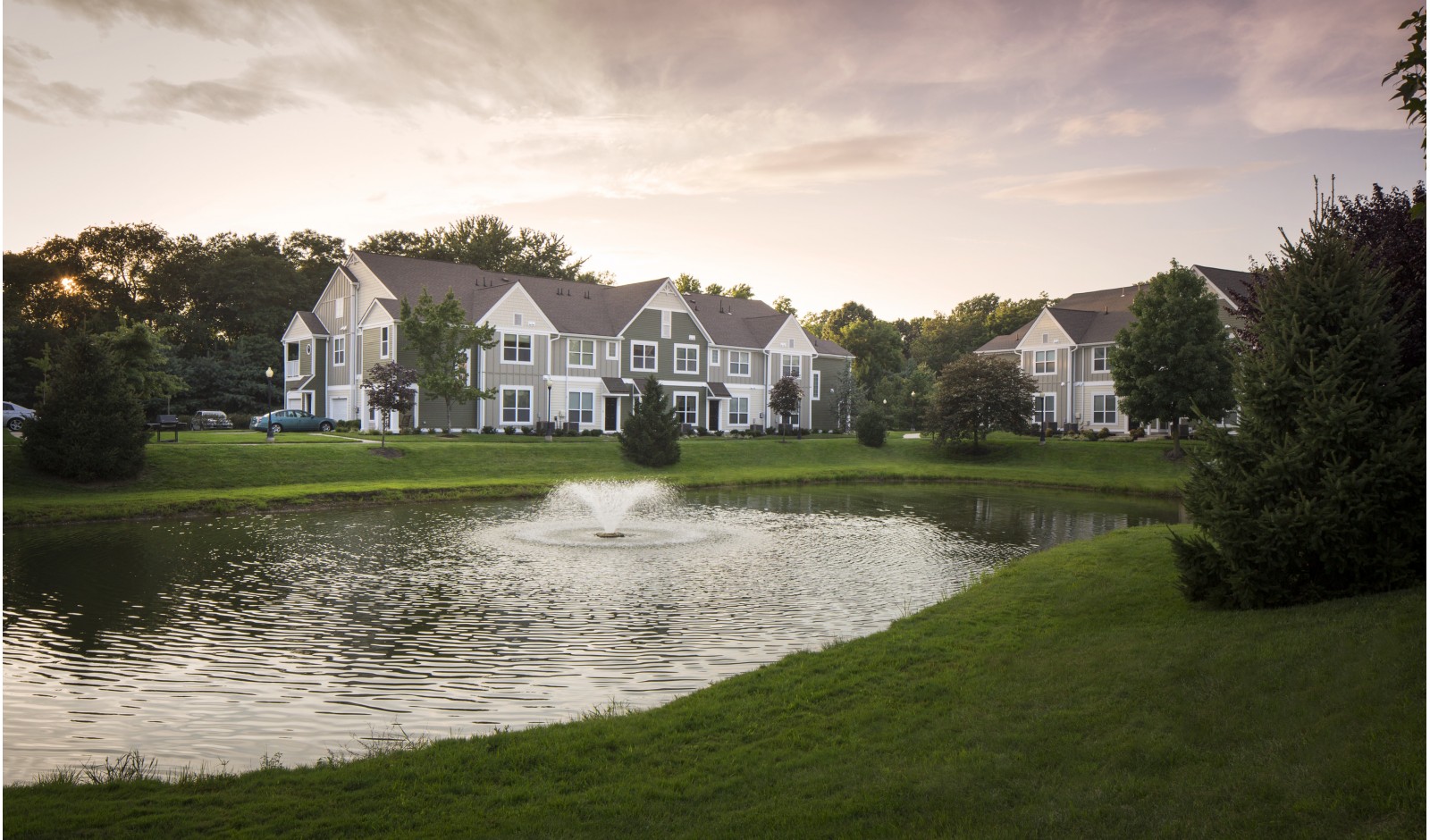 Beautiful Exterior with Fountains and Pond