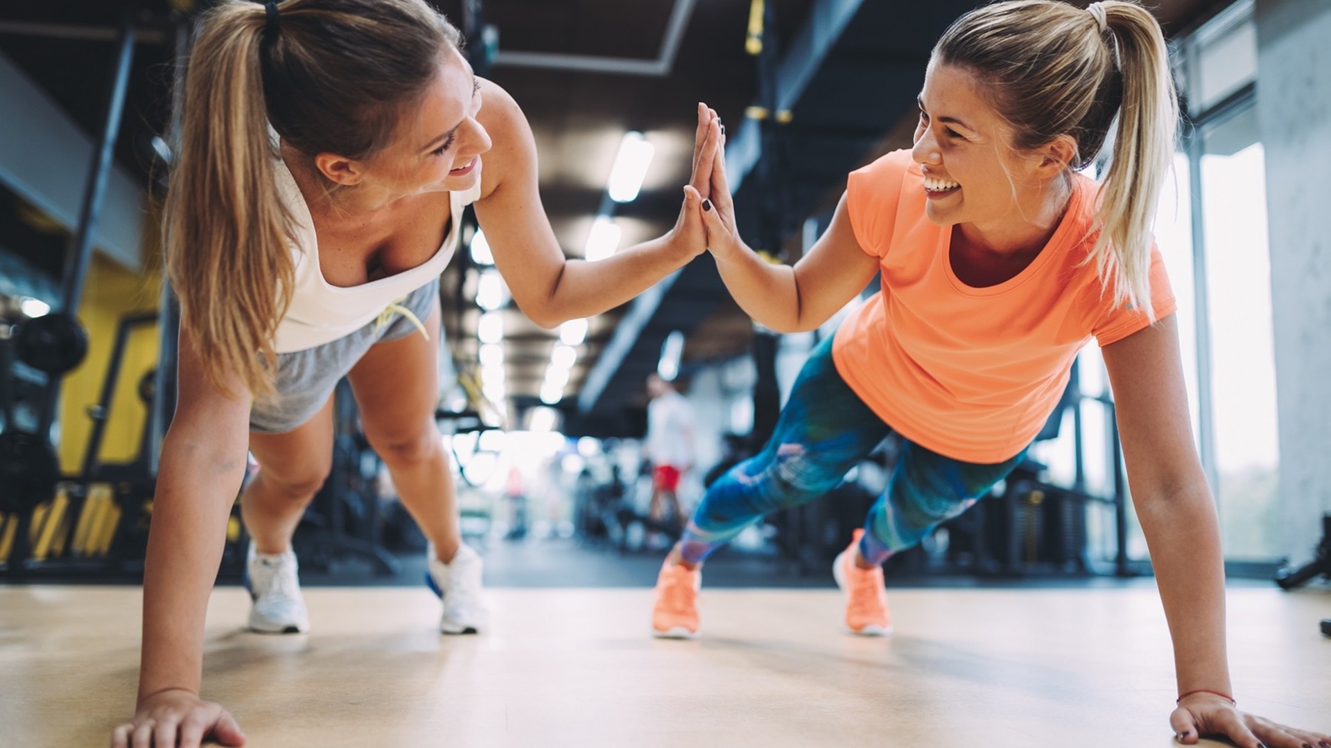 Two women in a fitness room