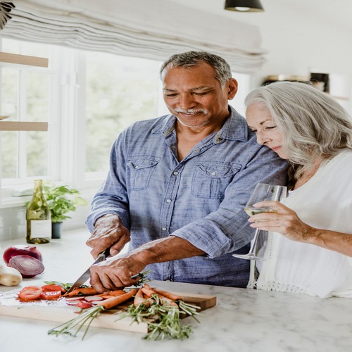 couple in kitchen - older