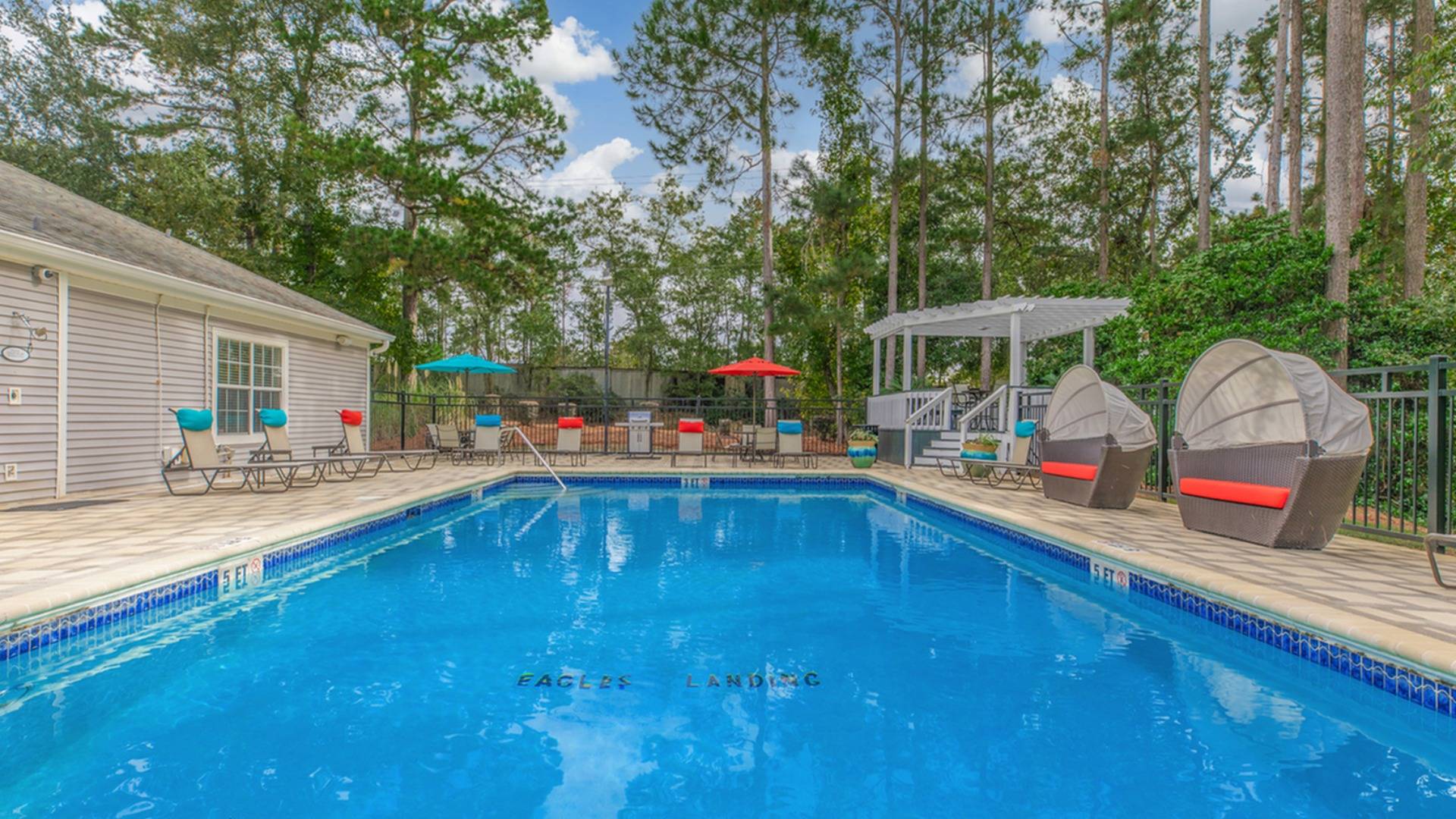 Landing page photo, of the community pool