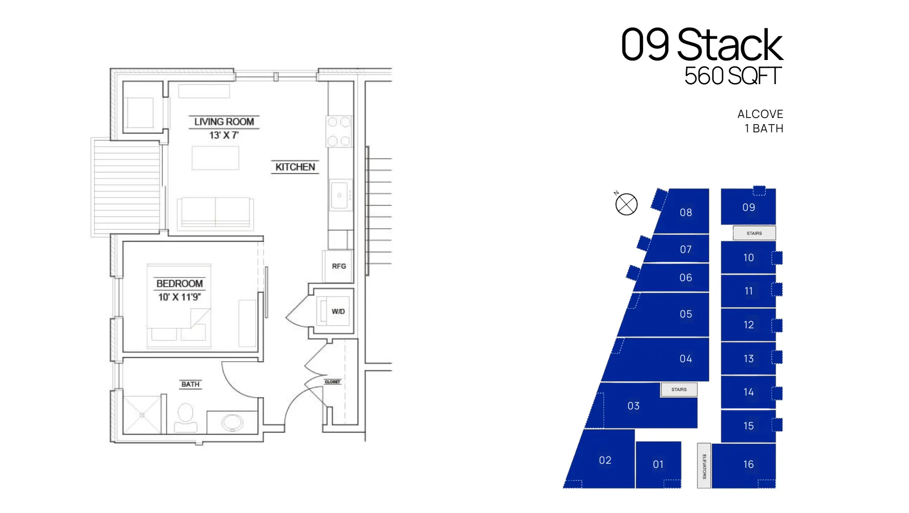 1Bed - 560 Sq Ft