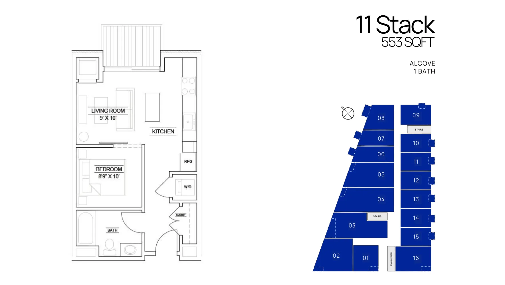 11 stack - 1Bed - 553 Sq Ft