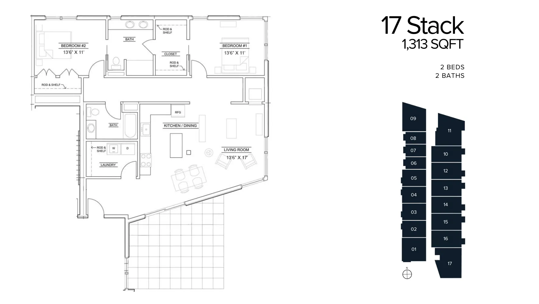 2Bed 2Bath - 1313 Sq Ft