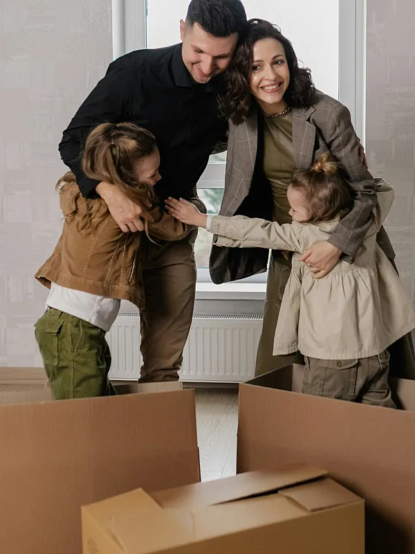 Family hugging