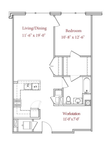 1 BR, 1BA + Office | 1 Bed Apartment | Lofts Two22