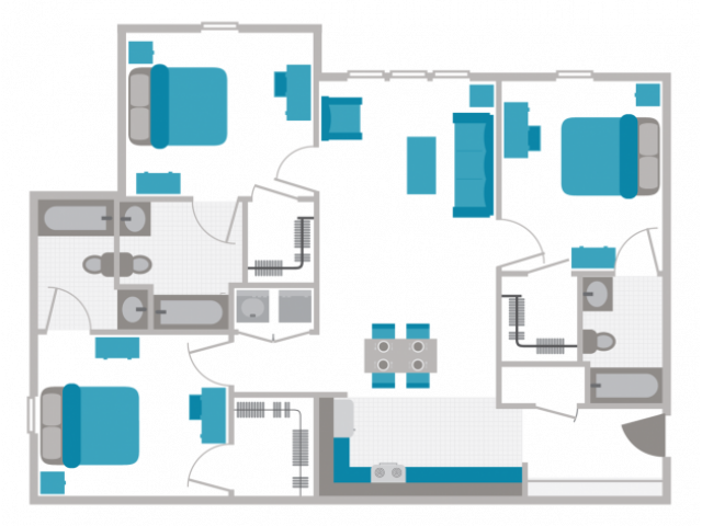 3 Bed, 3 Bath Classic floor plan