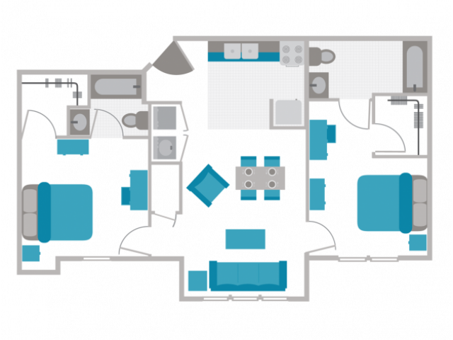 2 Bed, 2 Bath Townhome floor plan
