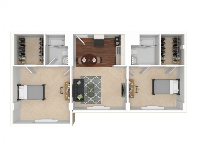 2 Bed, 2 Bath Classic floor plan
