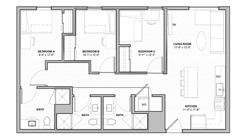 3 Bed, 3 Bath Plus floor plan