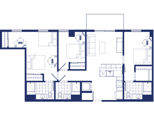 3 Bed, 3 Bath Classic B floor plan