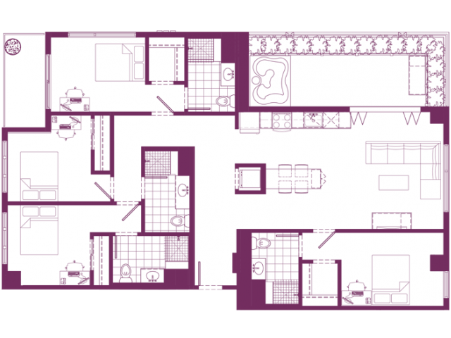 4 Bed, 4 Bath VIP floor plan