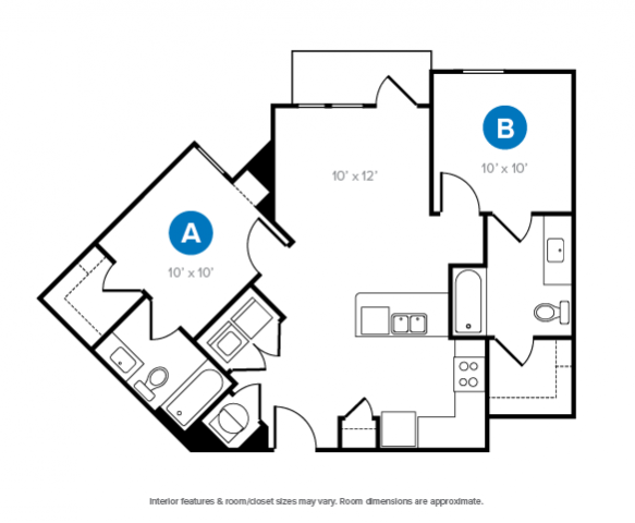 2 Bed, 2 Bath Premier floor plan