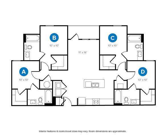 4 Bed, 4 Bath Classic floor plan