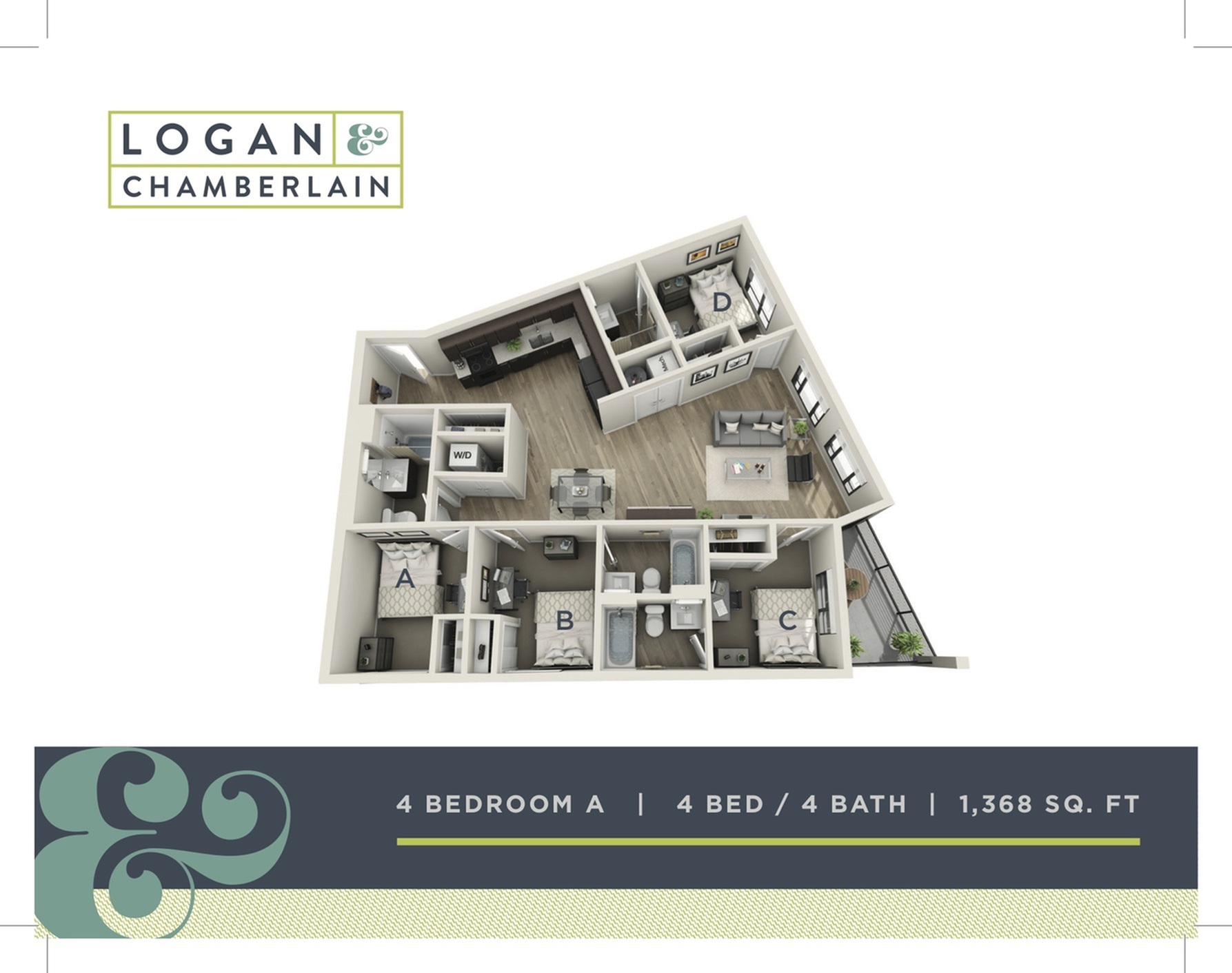 4 Bed, 4 Bath Deluxe floor plan