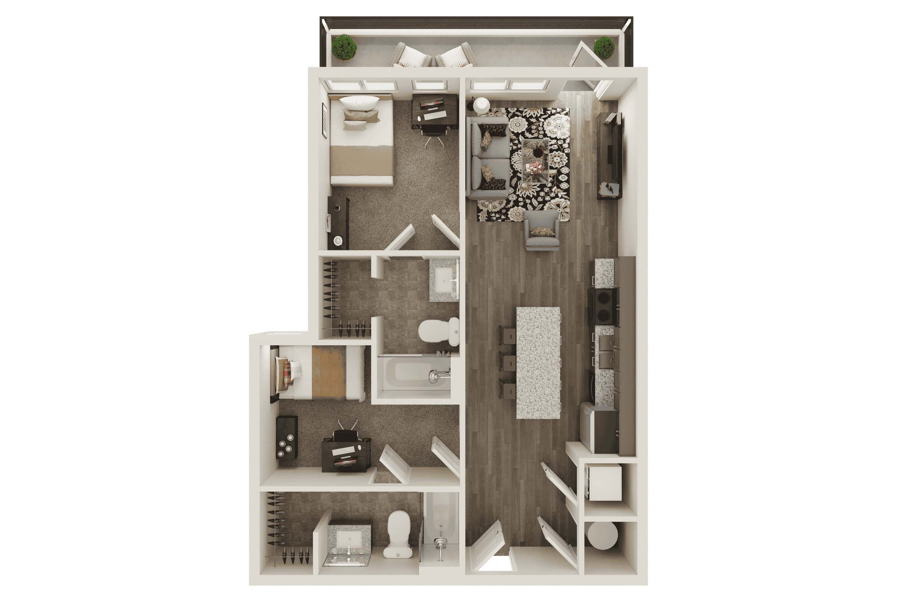 2 Bed, 2 Bath Classic floor plan