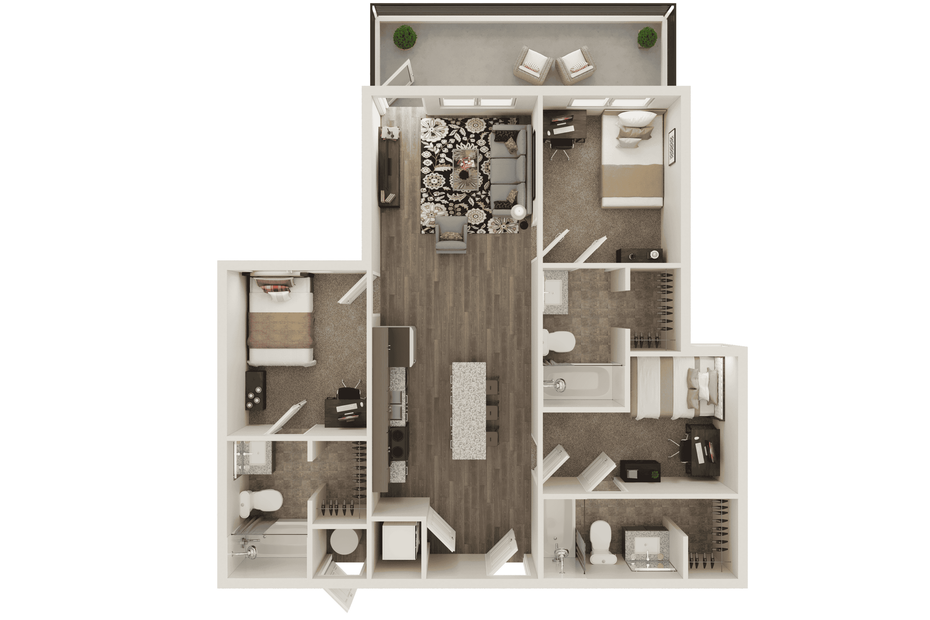 3 Bed, 3 Bath Classic floor plan
