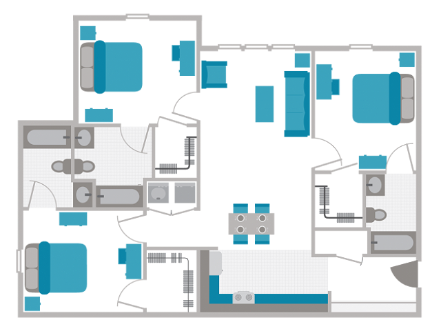 3 Bed, 3 Bath Classic floor plan