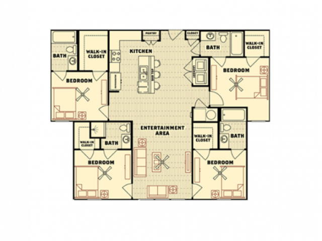 4 Bed, 4 Bath floor plan