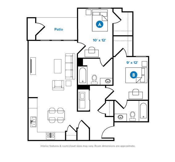 2 Bed, 2 Bath Plus floor plan