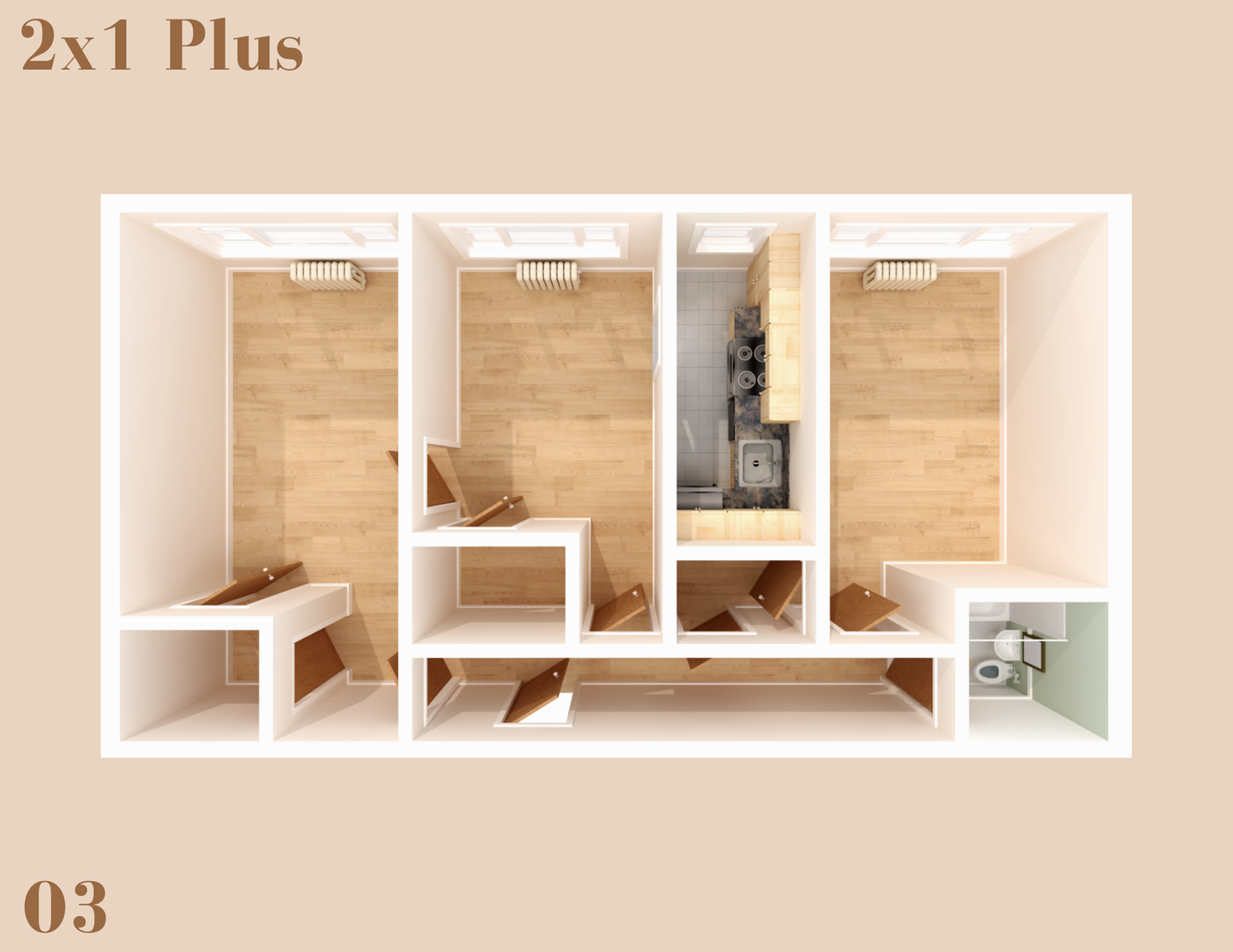 2 Bed, 1 Bath Plus floor plan