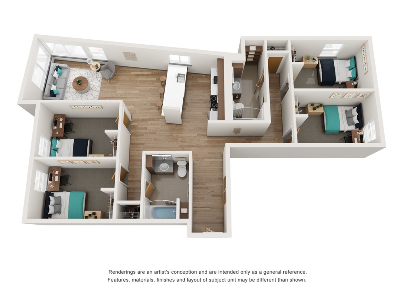 4x2 D2 Bedroom Floor Plan - Stateside