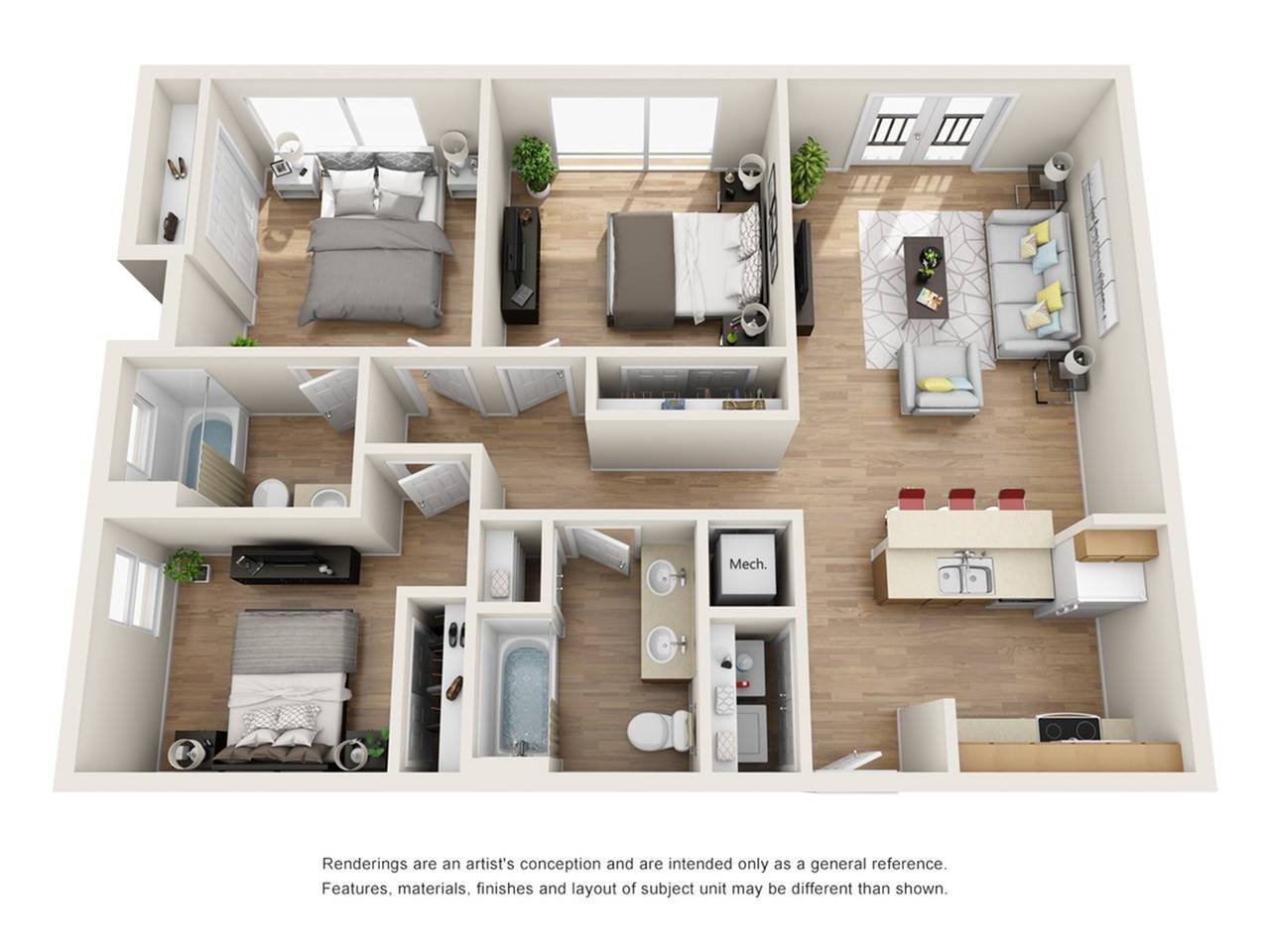3 Bed, 2 Bath Plus floor plan
