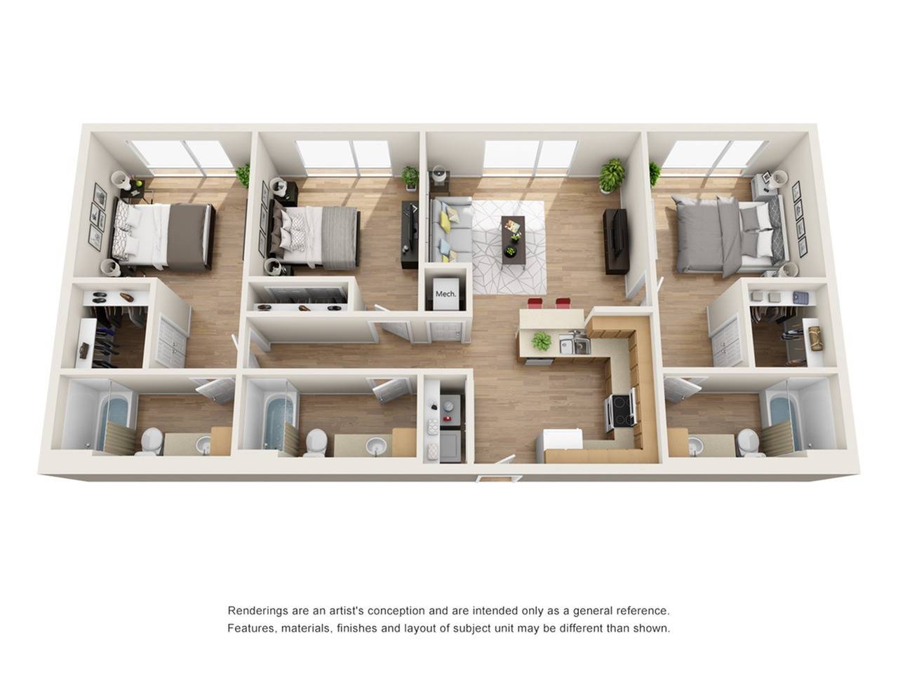 3 Bed, 3 Bath Classic floor plan