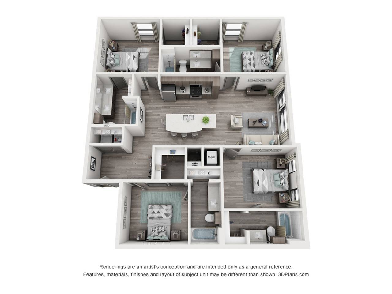 4 Bed, 4 Bath Deluxe floor plan