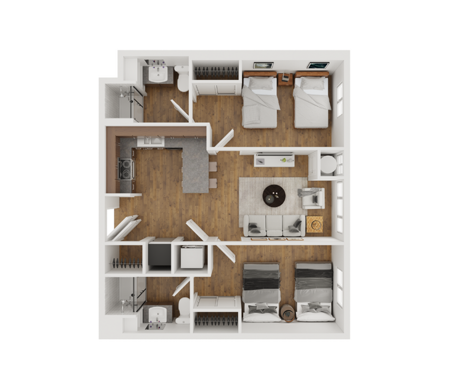 2 Bed, 2 Bath Classic Double floor plan