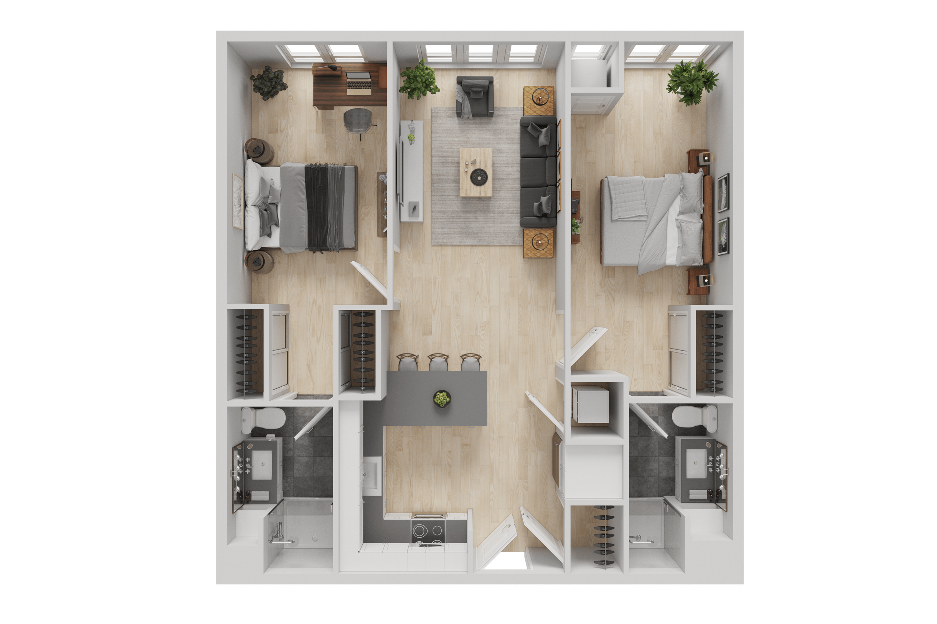 2 Bed, 2 Bath Classic floor plan
