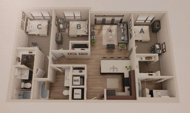 3 Bed, 3 Bath Classic floor plan