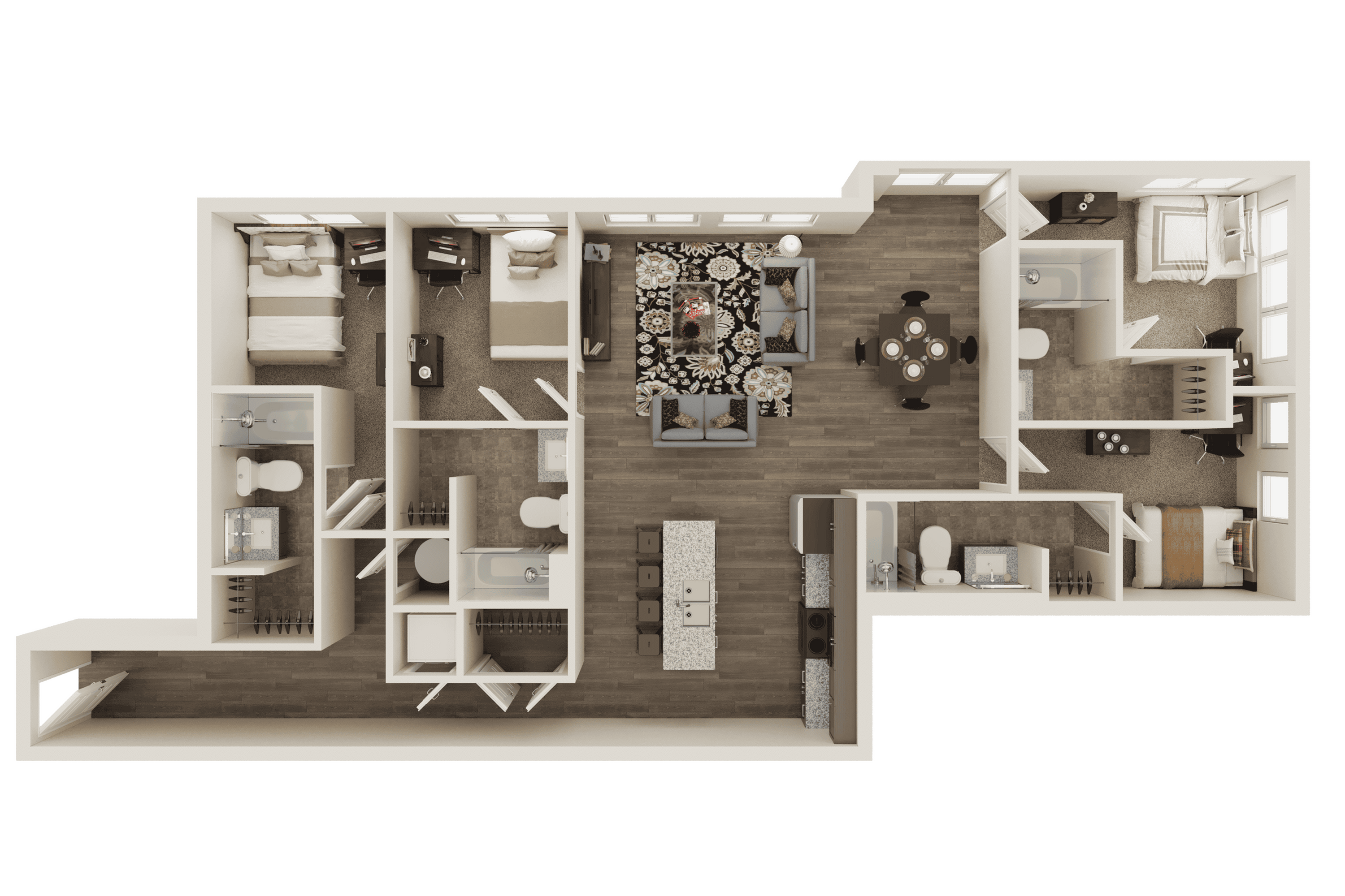 4 Bed, 4 Bath Corner floor plan