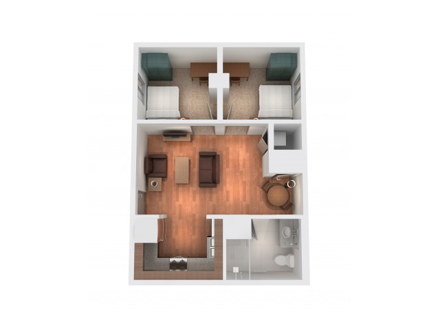 2 Bed, 1 Bath Classic floor plan
