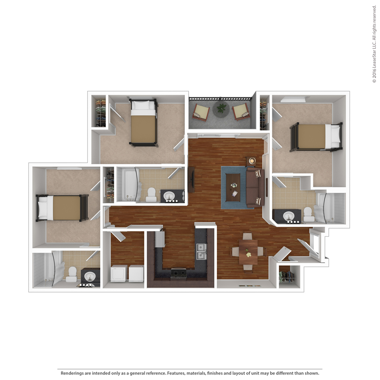 3 Bed, 3 Bath Classic floor plan