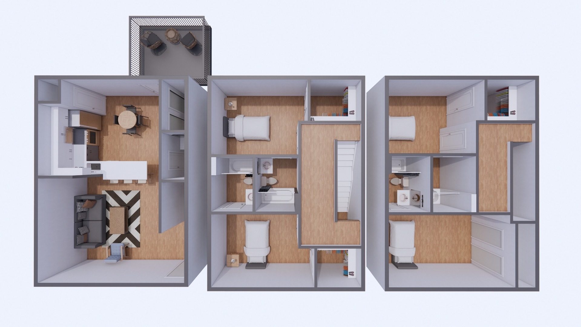 4 Bed, 4.5 Bath Townhouse Classic floor plan
