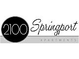 Elegant black and white logo of 2100 Springport Apartments showcasing modern font design.
