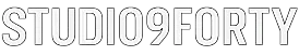 Modern digital design featuring the text 'STUDIO9FORTY' with an elegant matrix-like background.