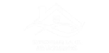 Elegant Sheridan Lake Apartments logo featuring a modern house design with a wave motif, exuding a sense of comfort and style.