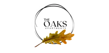Elegant The Oaks Apartments logo featuring a stylish oak leaf for a touch of nature-inspired charm.