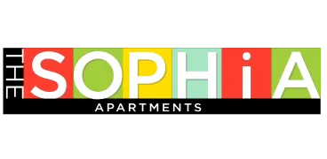 Vibrant logo for The Sophia Apartments featuring bold colors and modern design.