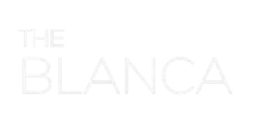 Elegant logo featuring 'The Blanca' in sleek white font on a black background, conveying sophistication and style.