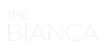 Elegant 'The Bianca' logo with minimalist white font on a sleek black background.