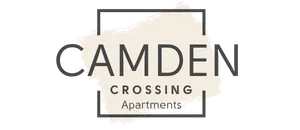 Modern apartment floor plan at Camden Crossing featuring 2 bedrooms, 2 bathrooms, a spacious living room, and a well-equipped kitchen, designed for comfortable urban living.