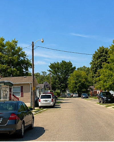 Charming residential street lined with lush trees and inviting homes, offering a serene suburban lifestyle.