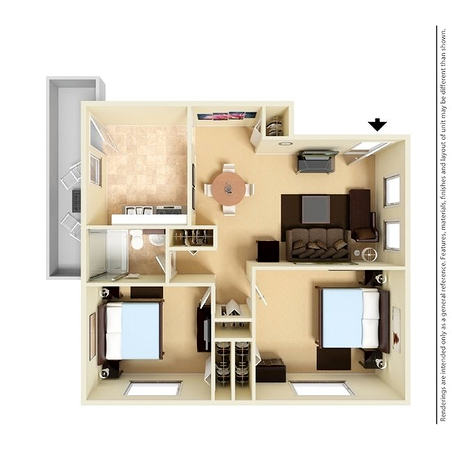 ChestnutRun 2BD 1Bath 820sqft-